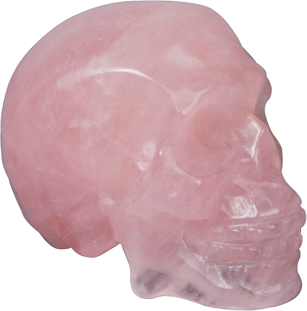 2inch Crystal Rose Quartz Carved Skull Statue Spiritual Decor Skull Bathroom Decor Bathroom Decor Home Office Decoration Hand Carved Gemstone Reiki Healing for Woman Gift.