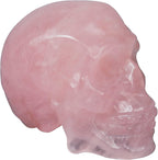 2inch Crystal Rose Quartz Carved Skull Statue Spiritual Decor Skull Bathroom Decor Bathroom Decor Home Office Decoration Hand Carved Gemstone Reiki Healing for Woman Gift.