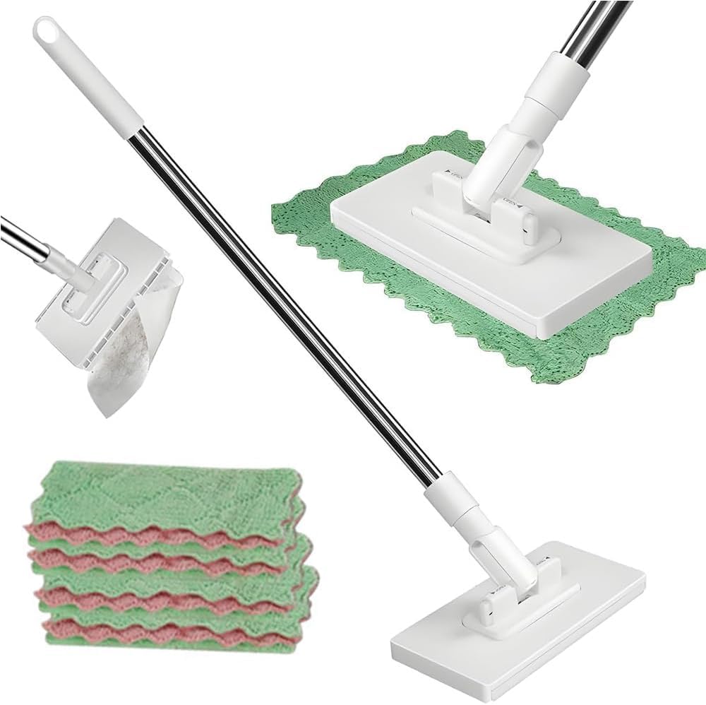 Snap Grip Mini Mop, Zero Touch Cloth Changing Mop with Automatic Push Pull Handle,360 Rotating Lazy Mops Wet Dry for Whole House Cleaning,Retractable Gap Dust Cleaner Flat Mops,5 Cloths