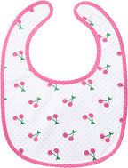 Littleforbig Cotton Waterproof Babydoll Printed Adult Bib with Adjustable Hook-and-Loop Fastener Closure - Cherry Adult Bib