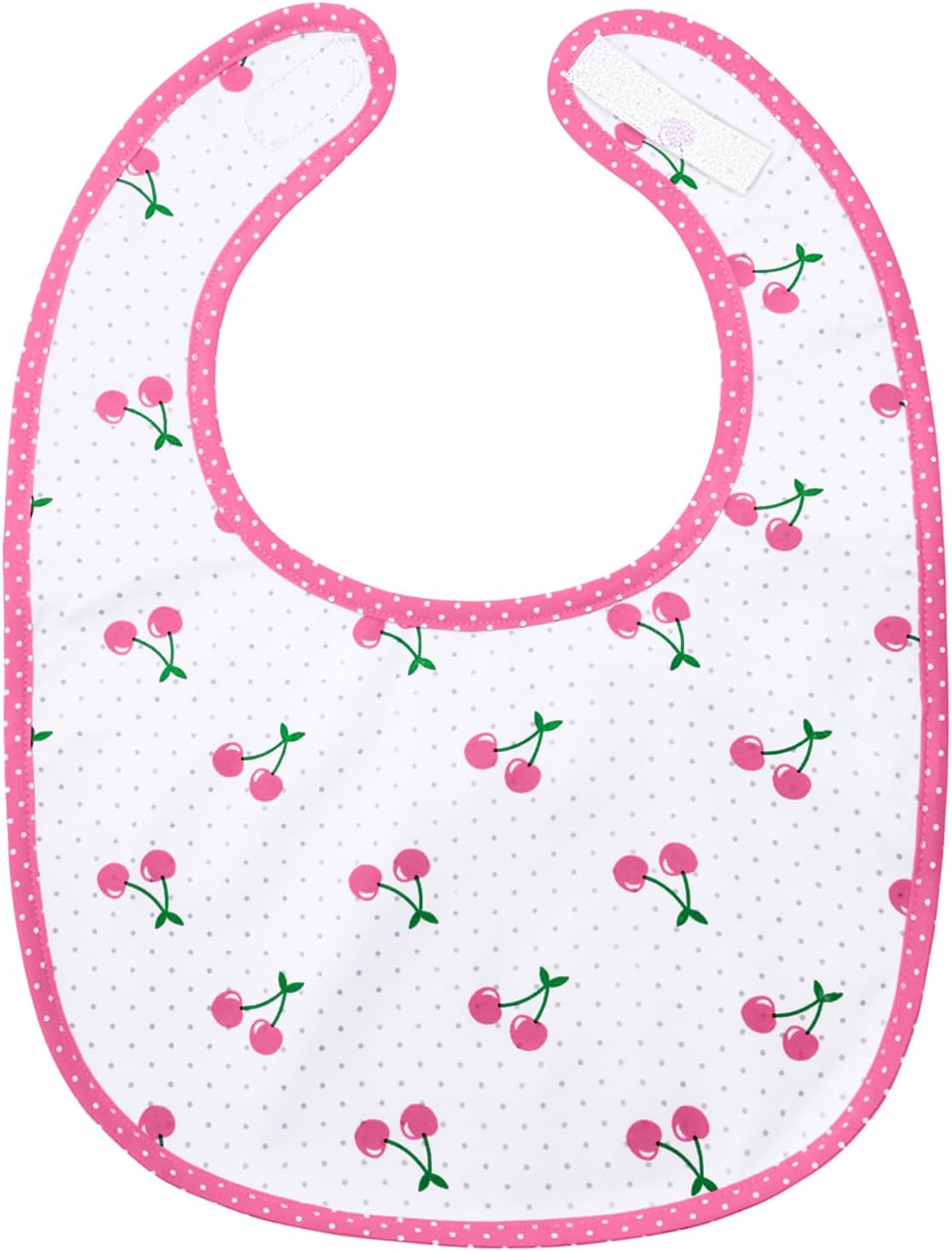Littleforbig Cotton Waterproof Babydoll Printed Adult Bib with Adjustable Hook-and-Loop Fastener Closure - Cherry Adult Bib