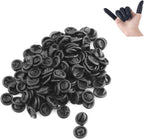 150pcs Disposable Latex Finger Cots Protective Fingertips Gloves Rubber Industrial Fingerstall Sleeves 65mmx25mm (Black)