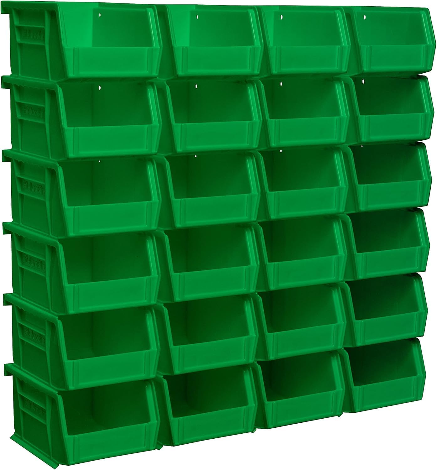 Akro-Mils 30210 AkroBins Plastic Storage Bins, Space-Saving Stackable Bins for Garage, Pantry, Craft Organization, 5" x 4" x 3", Green, 24-Pack