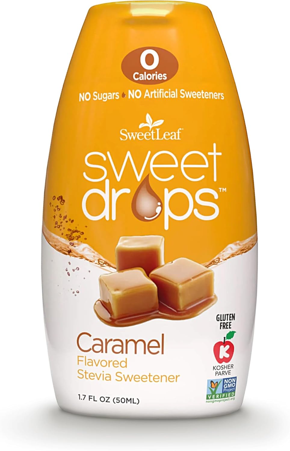 SweetLeaf Sweet Drops - Flavored Stevia Liquid Sweetener, Stevia Extract, Zero Calories, Gluten Free, Keto Friendly, Non GMO, Natural Flavors, Sugar Alternative - Caramel, 1.7 Fl Oz (Pack of 1)