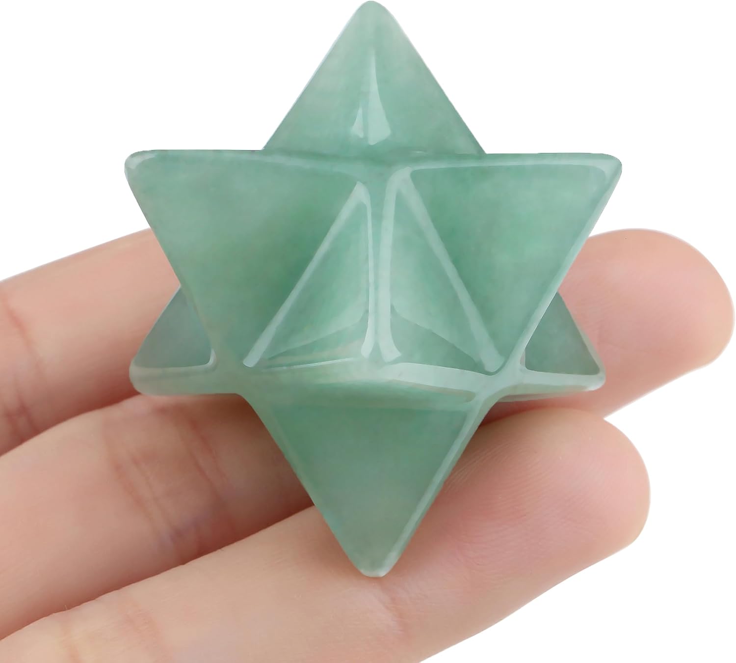 QINJIEJIE Green Aventurine Merkaba Crystal Natural Healing Stones Sacred Meditation Energy Generator 1" Home Decor Protection Cleansing Spiritual Gifts Reiki 3D Star Dodecahedron Crystal Grid