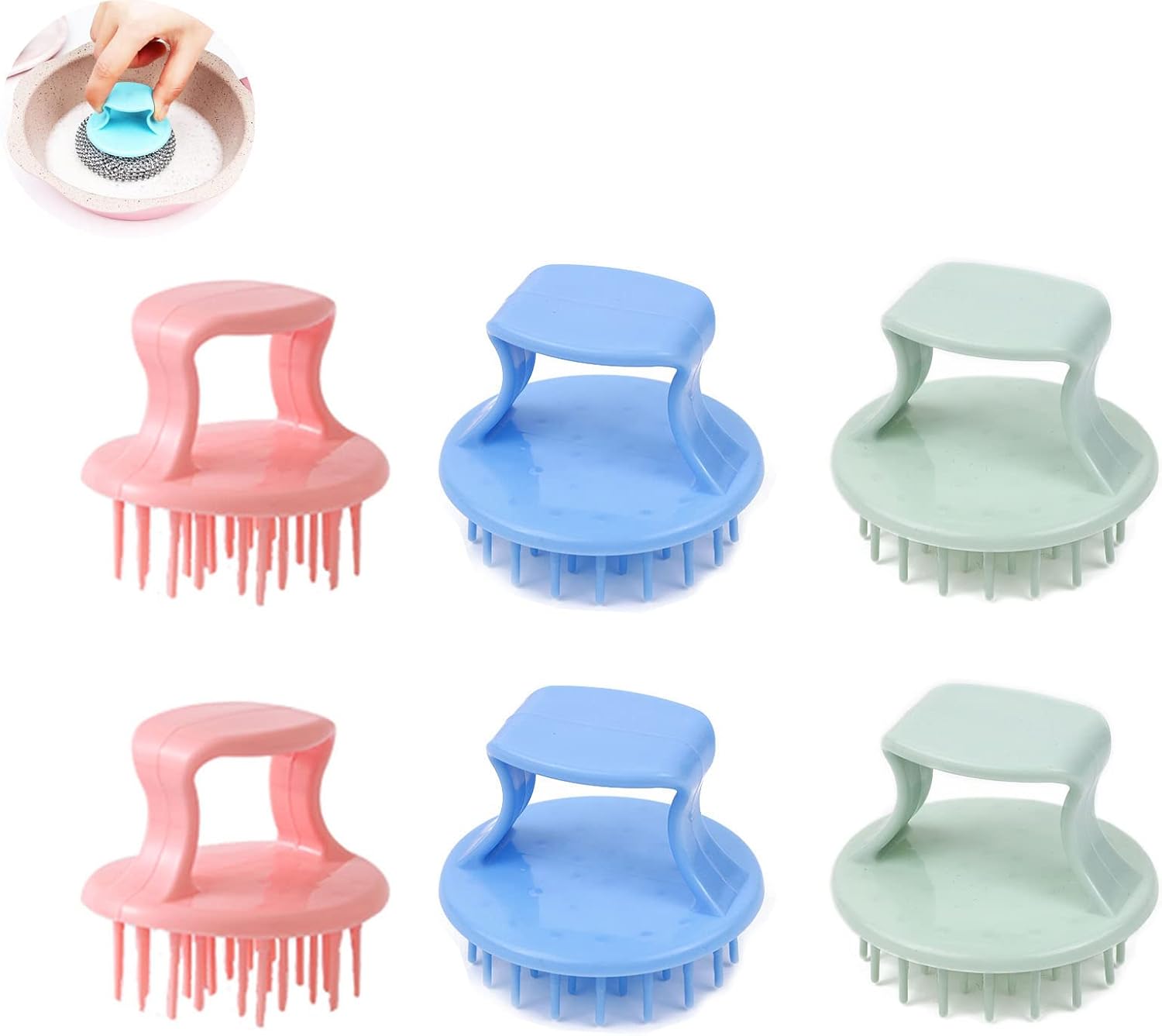 6 Pack Stainless Steel Scrubber Handle Attachment Universal Steel Wool Srubber Handle Grips for Stainless Steel Scourer Metal Wire Scrubbing Sponges Scouring Pads Plastic Nylon Dish Scrubbers