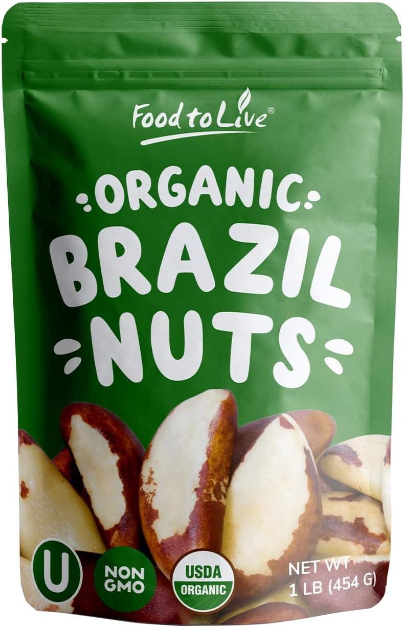 Food to Live - Organic Brazil Nuts, 1 Pound – Non-GMO, Raw, Whole, No Shell, Unsalted, Kosher, Vegan, Keto, Paleo Friendly, Bulk, Rich in Selenium