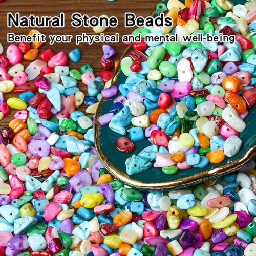 SONGIN Natural Chip Stone Beads Multicolor 5mm to 8mm Irregular Gemstone Crystal Loose Rocks Bead for Bracelet Necklace Earrings Jewelry Making Craft
