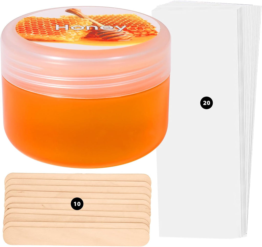 Sugar Wax Kit Suagring Kit: 150g/5.3oz Organic Sugaring Paste for Body Arm Leg Hair Removal - Includes 10 Wax Sticks & 20 Strips