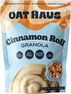 Oat Haus Cinnamon Roll Granola (10 oz Bag) – Low Sugar (7g), 3g Fiber, Gluten Free, Vegan, Nut-Free – Cinnamon Swirl Crunch, Resealable Pouch