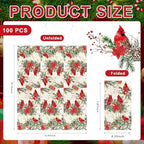 100pcs Christmas Paper Napkins, 3 Ply Disposable Red Cardinal Bird Napkins Christmas Guest Napkins Hand Towels for Bathroom Home Kitchen Table Xmas Party