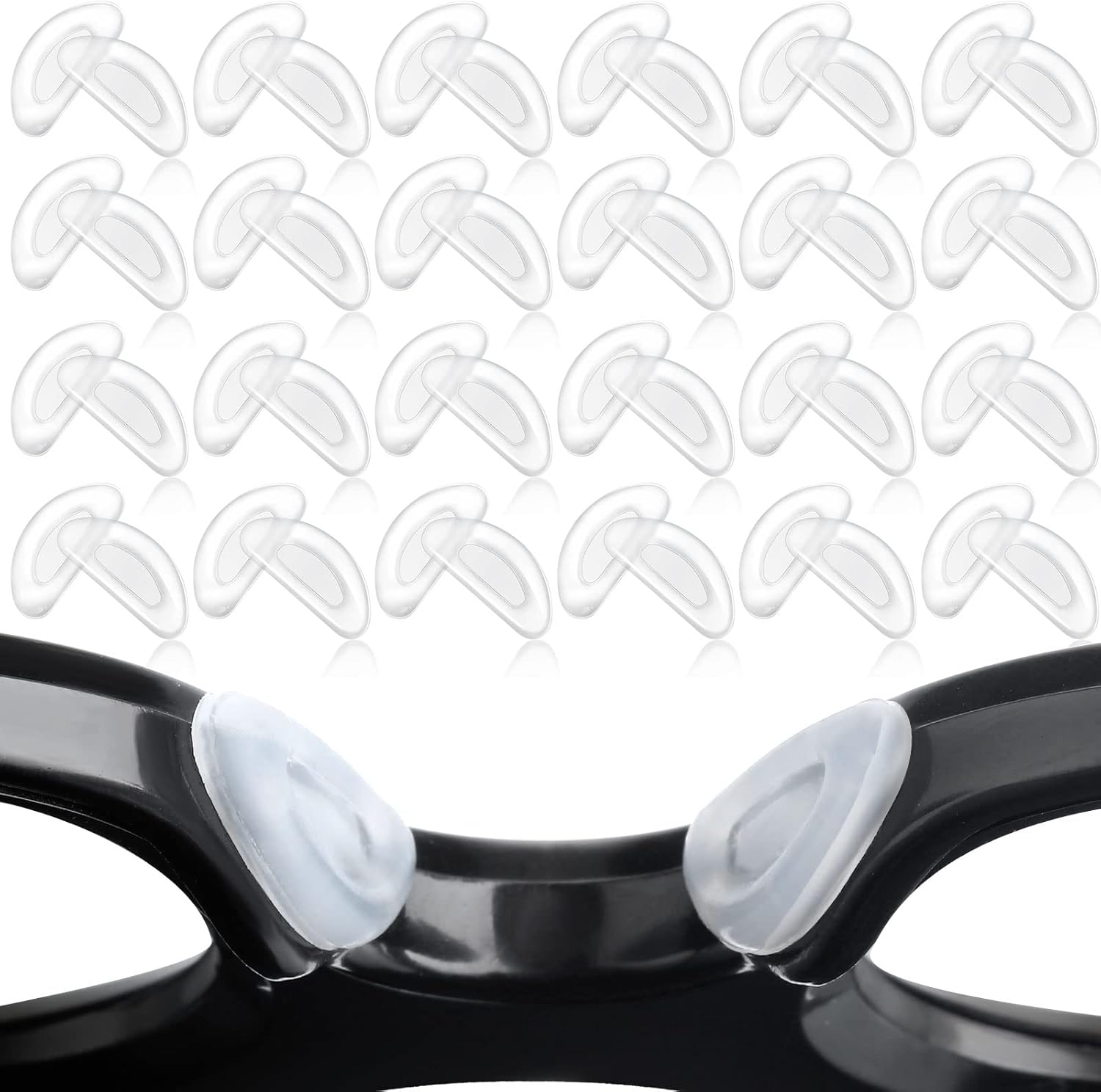 Frienda 24 Pairs Eyeglass Nose Pads, Soft Silicone Adhesive Cushion with Sticky Backing, D Shape Anti-Slip Air Chamber for Eyeglasses & Sunglasses(Transparent)