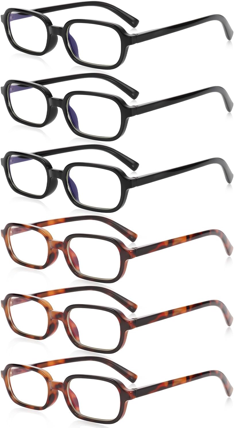6 Pack Blue Light Blocking Reading Glasses for Women & Men, 97.69% Blue Light Filter Anti Eye Strain HD Clear Lens