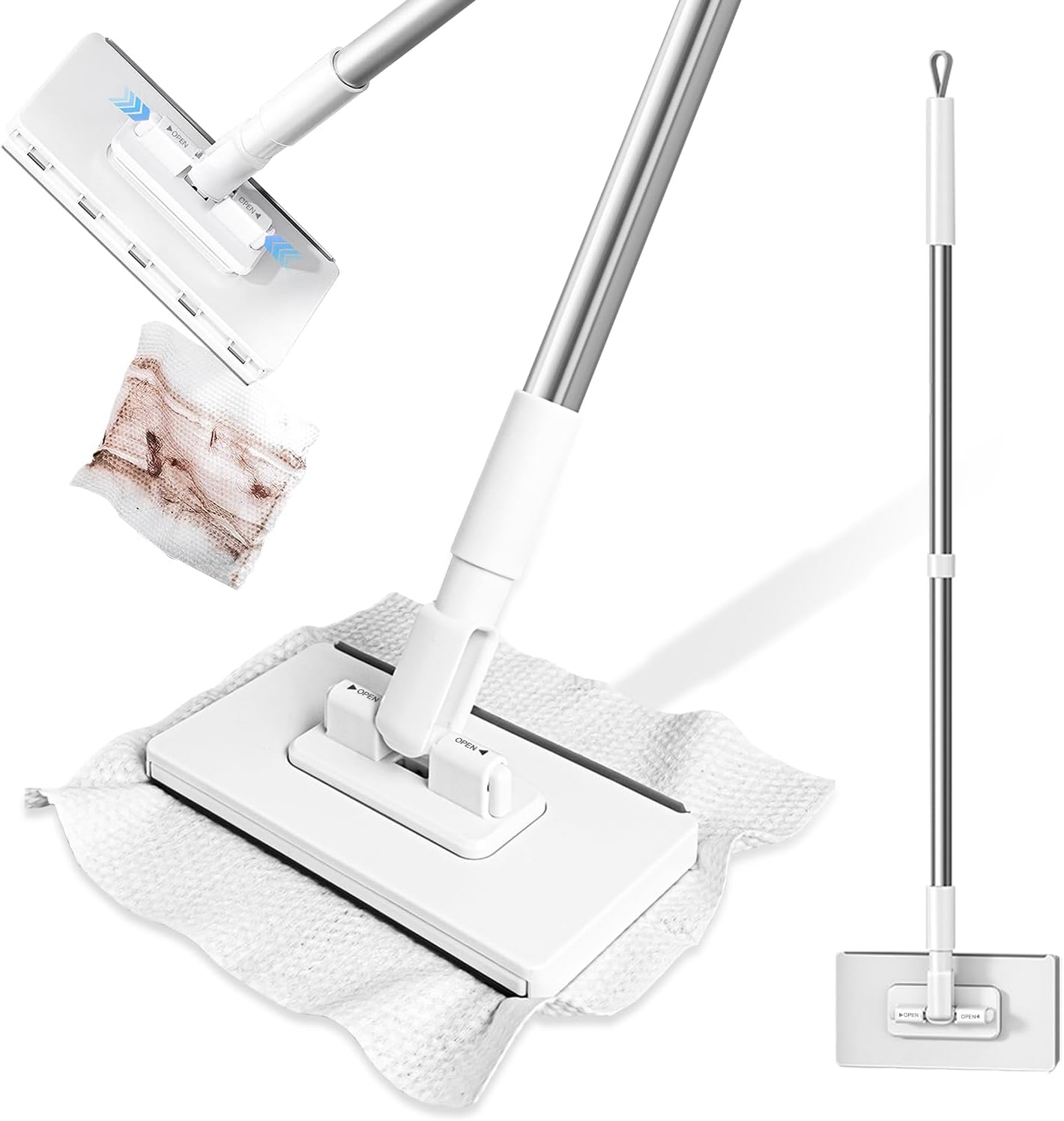 KZKR Snap Grip Mini Mop, No-Touch Disposable Lazy Mop, Easy Mopping Flat Dust Mop for Small Spaces, 1 Second Installation