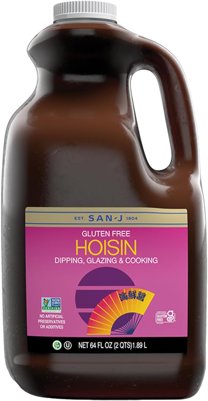 San-J - Gluten Free Hoisin Sauce - Fragrant and Tasty Cooking Sauce - Non-GMO - 64 oz. Container