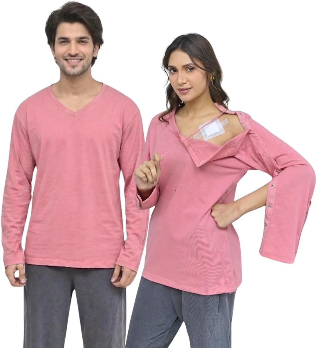 Inspired Comforts Unisex Post-Surgery/Dialysis Shirt | Full Tearaway Design with Easy-Open Shoulder, Arm & Side Snaps