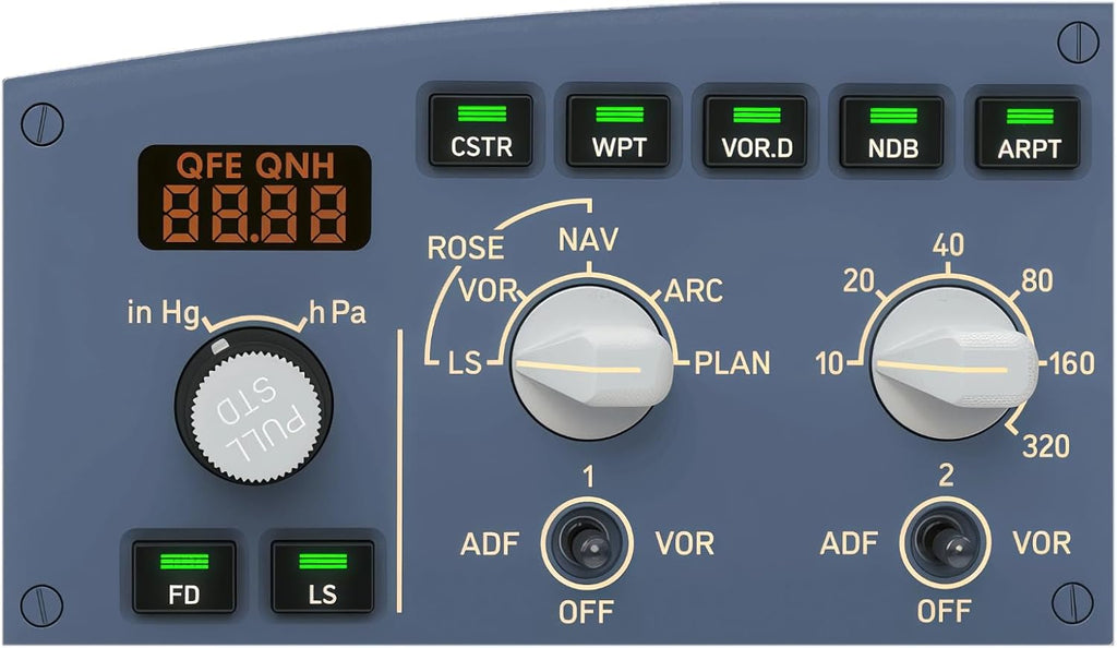 SYDYSOSO Cockpit Simulator 320 Series FCU-L, 1:1 Scale Flight Simulator Training-Inspired Control Panel, Metal Construction, USB Plug & Play, PC Compatible
