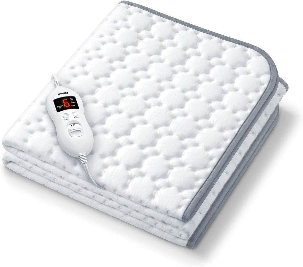 Beurer UWB55 Heated Mattress Pad with 8 Temperature Settings & Ultra-Soft Fleece, 59" x 31.5", Electric Bed Warmer with Overheat Safety Features, Fast Heating, Machine Washable