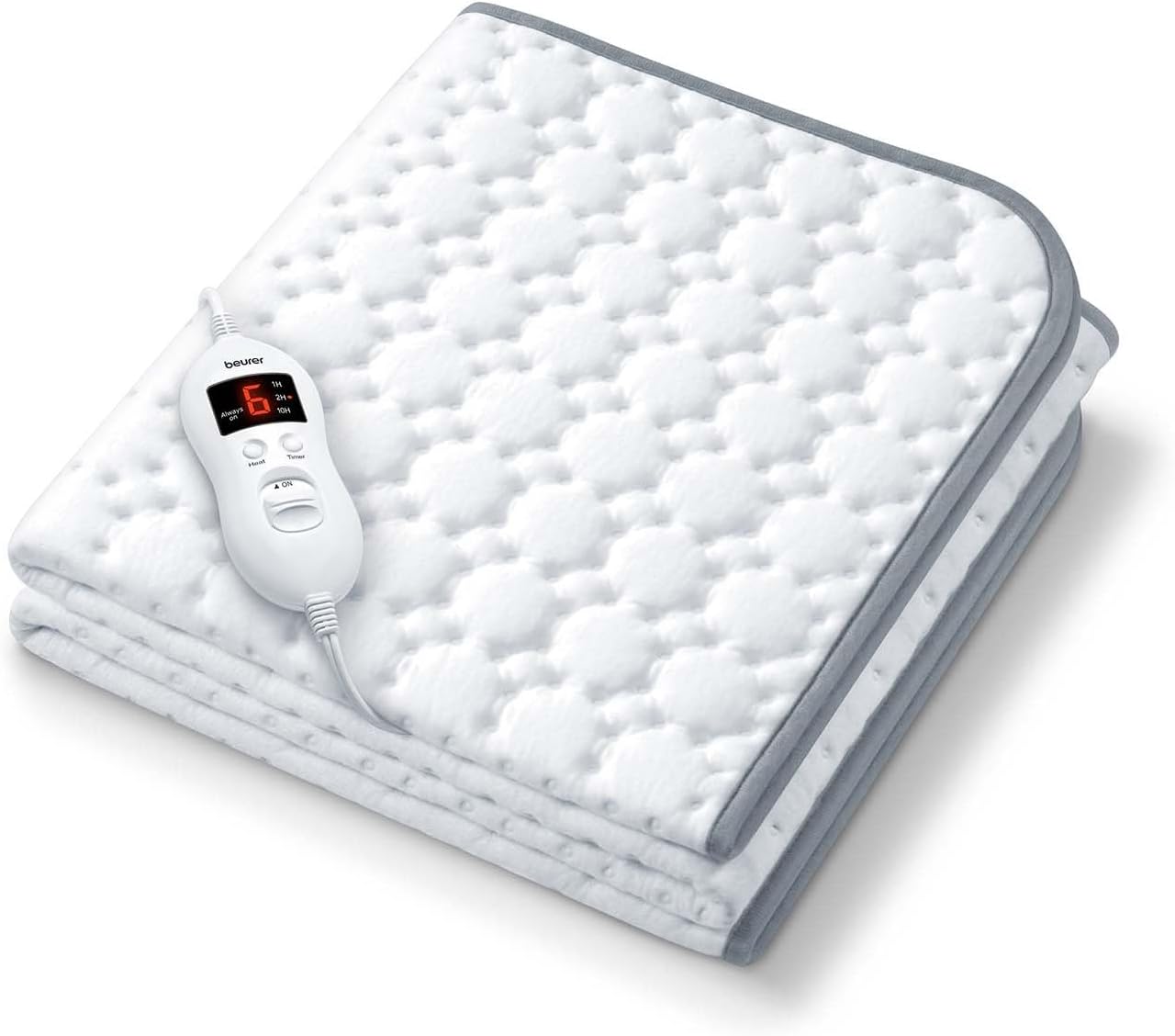 Beurer UWB55 Heated Mattress Pad with 8 Temperature Settings & Ultra-Soft Fleece, 59" x 31.5", Electric Bed Warmer with Overheat Safety Features, Fast Heating, Machine Washable