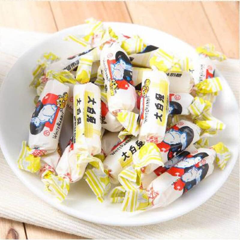 White Rabbit Toffee 227g (8oz.) Yogurt Flavor White Rabbit Toffee Childhood Flavor White Rabbit Candy酸奶味大白兔奶糖, 8 Ounces