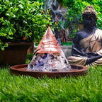Ever Vibes Rainbow Moonstone Orgone Pyramid - Handmade Healing Crystal Gemstone for Positivity, Strength, Meditation, Reiki, Yoga, Spiritual Gift, Home & Office Decor