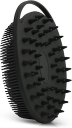 Upgrade Body Scrubber and Hair Shampoo Brush, All in One, Premium Silicone Loofah, Exfoliating Body Brush, Shower Scrubber for Body, Scalp Massager for Women, Men, Pet (1PC Black)