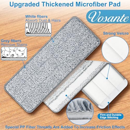 6pcs Mop Replacement Pads Compatible with Joymoop Mop, Universal 13"x4.9” Microfiber Mop Pads, Mop Head Replacement, Flat Mop Pads Washable Microfiber, Reusable Floor Mop Pads, Cleaning Tools