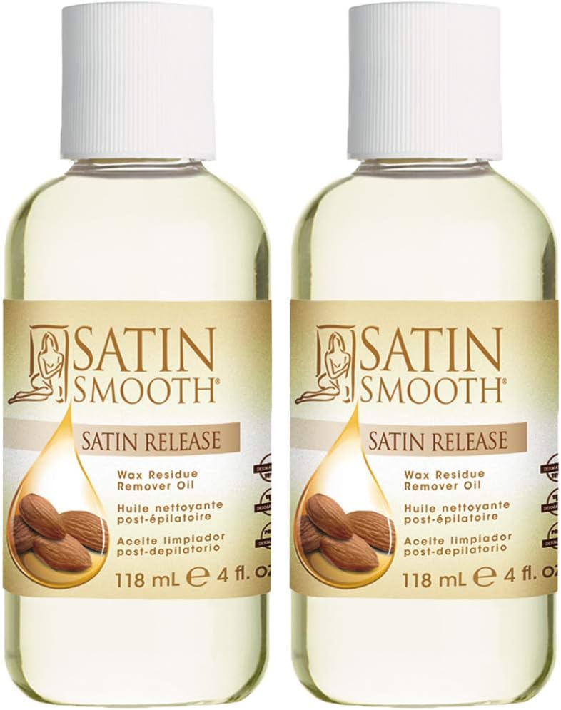 Satin Smooth Satin Release Wax Residue Remover Oil, Almond-Infused, Post-Waxing Oil, Skin Care, 4 fl. oz, 2-Pack