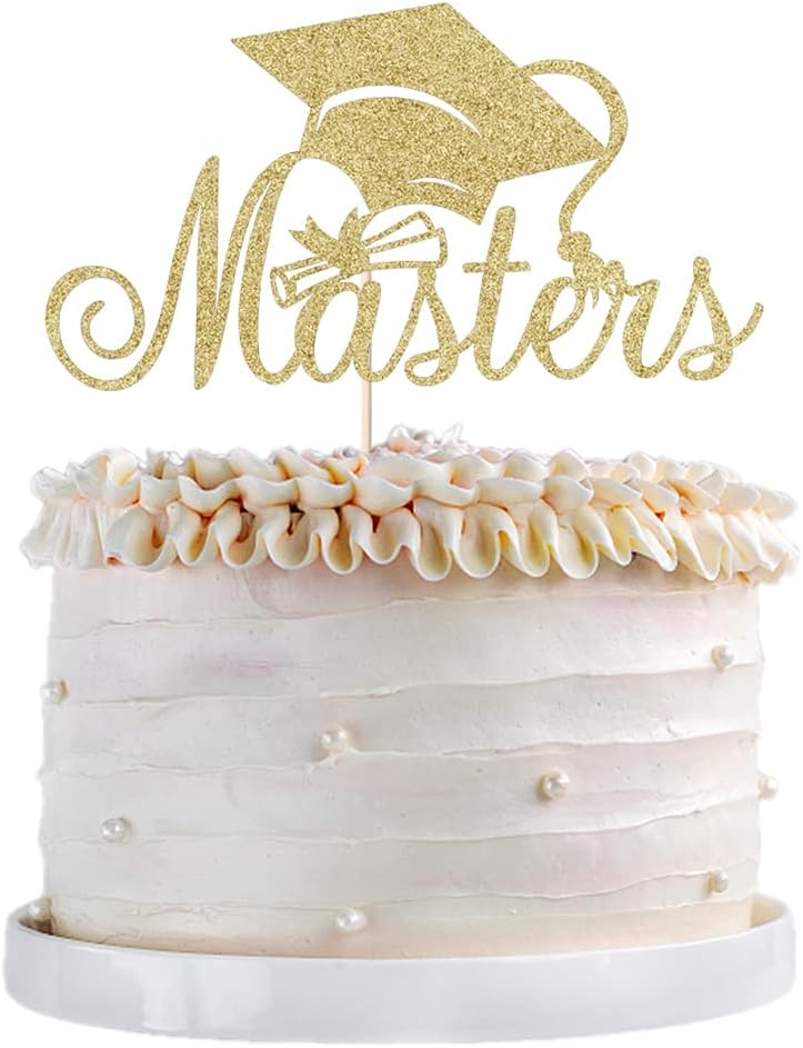 Masters Cake Topper, 2026 graduation cake topper, Congrats Grad Cake Decorations ，Masters Graduation Party Decorations Supplies. (gold)