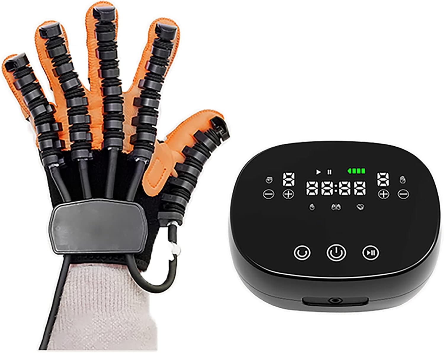Self-Training Rehabilitation Robot Gloves, Finger Exercises and Rehabilitation Orthosis Splint Auxiliary Gloves, Minimize Spasticity(Size:L Code,Color:Left Hand)