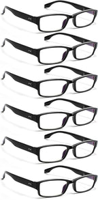 NORPERWIS 6 Pack Reading Glasses for Women Men, Blue Light Readers, Anti Glare Computer Eyeglasses with Spring Hinge (BLACK, 1.75, multiplier_x)