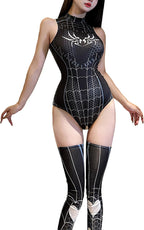 Women's Sexy Cutout Lingerie Set Cosplay Bodysuit 5 Piece with Stocking