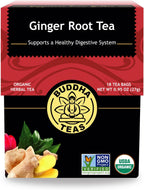 Buddha Teas - Organic Ginger Root Tea - Herbal Tea - For Health & Wellbeing - With Antioxidants & Minerals - Clean Ingredients - Caffeine Free - OU Kosher & Non-GMO - 18 Tea Bags (Pack of 1)