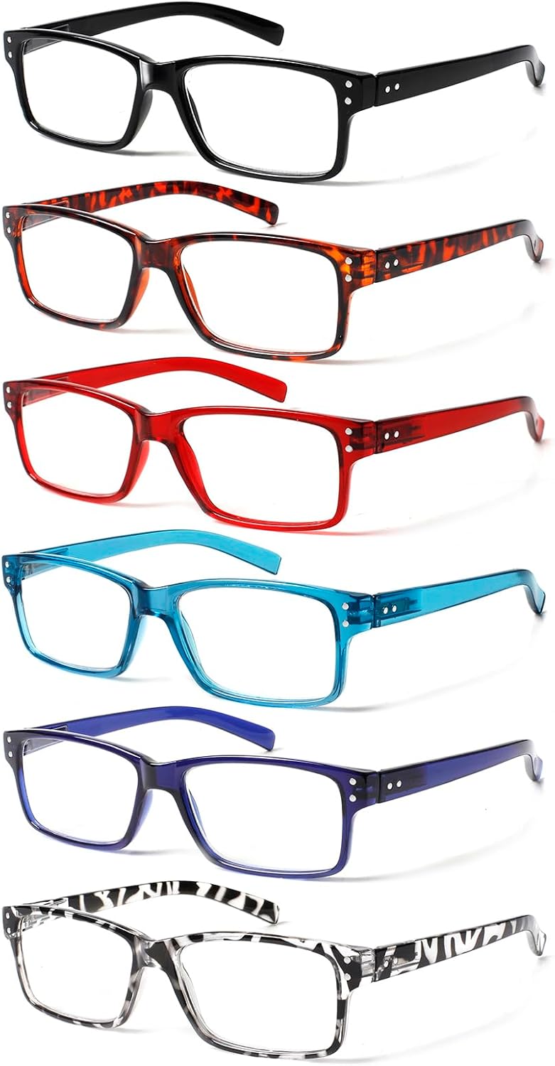 NORPERWIS Reading Glasses 6 Pairs Quality Readers Spring Hinge Glasses for Reading for Men and Women (6 Pack Mix Color -3, 1.25)