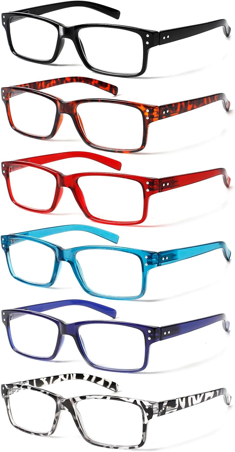 NORPERWIS Reading Glasses 6 Pairs Quality Readers Spring Hinge Glasses for Reading for Men and Women (6 Pack Mix Color -3, 2.50)