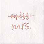 Crisky Rose Gold Miss to Mrs Cocktail Napkins for Bridal Shower Engagement Bachelorette Party Dessert Beverage Table Party Supplies, Disposable Napkins, 3 Ply, 50 count