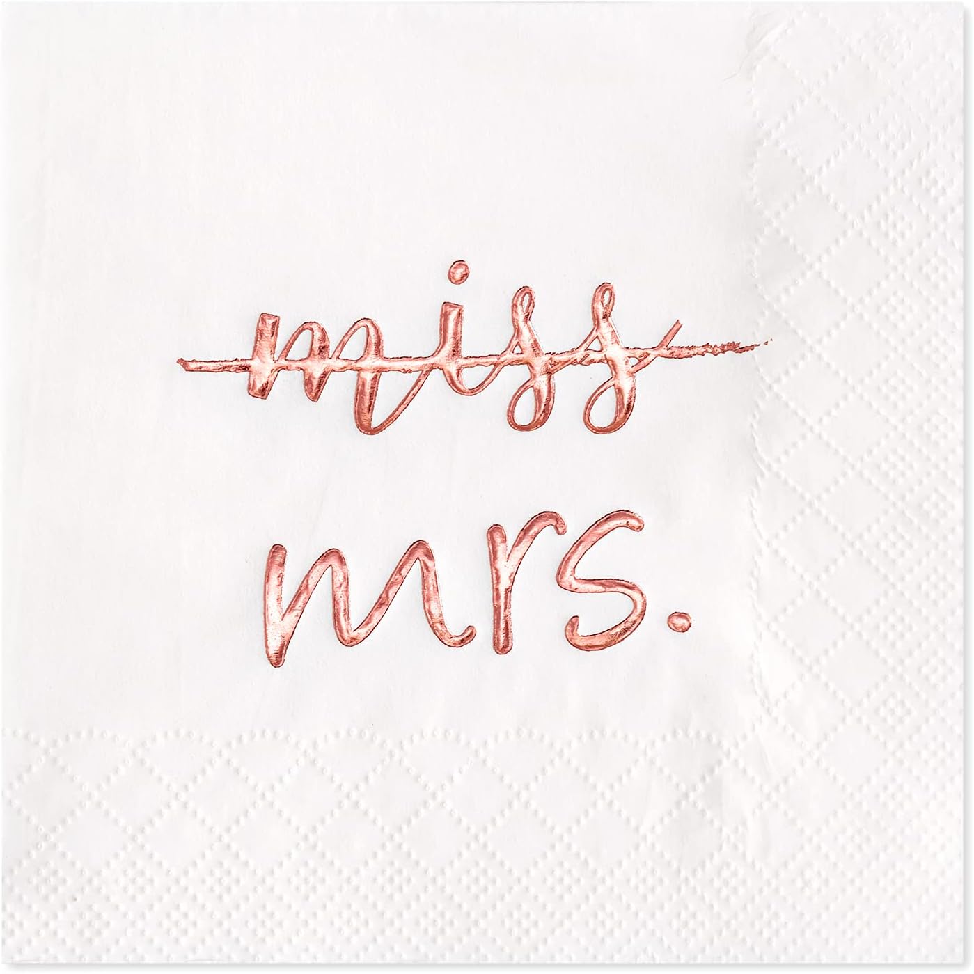 Crisky Rose Gold Miss to Mrs Cocktail Napkins for Bridal Shower Engagement Bachelorette Party Dessert Beverage Table Party Supplies, Disposable Napkins, 3 Ply, 50 count