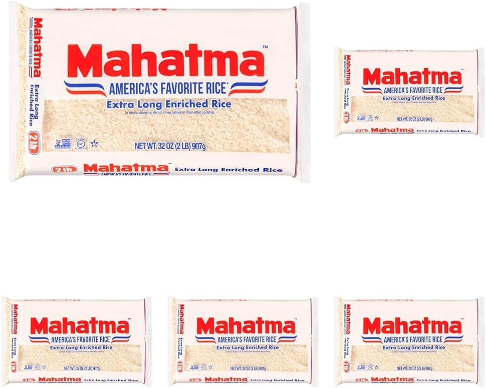 Mahatma Extra-Long-Grain Rice 2-Pound Rice Bag,Gluten-Free and Non-GMO White-Rice Bulk Bag,(Pack of 5)
