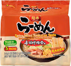 Hikari Menraku Ramen Spicy Miso Tonkotsu Japanese Instant Noodle Soup, 5 Pack, 18 Oz