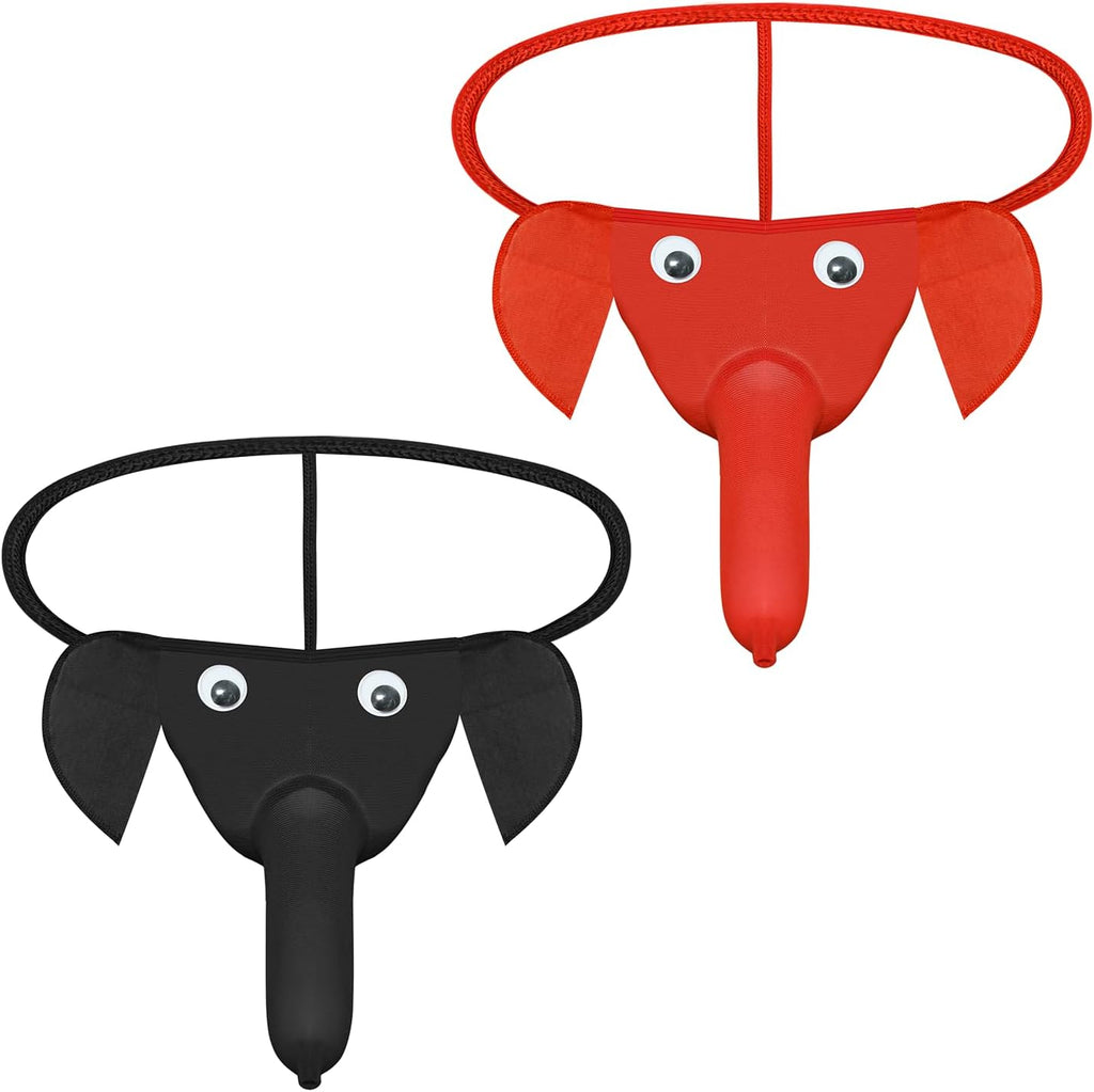 Men's Elephant Thong Funny Banana Trunk Novelty G-String Sexy Low Rise Pouch Lingerie Hammock Underwear for Men