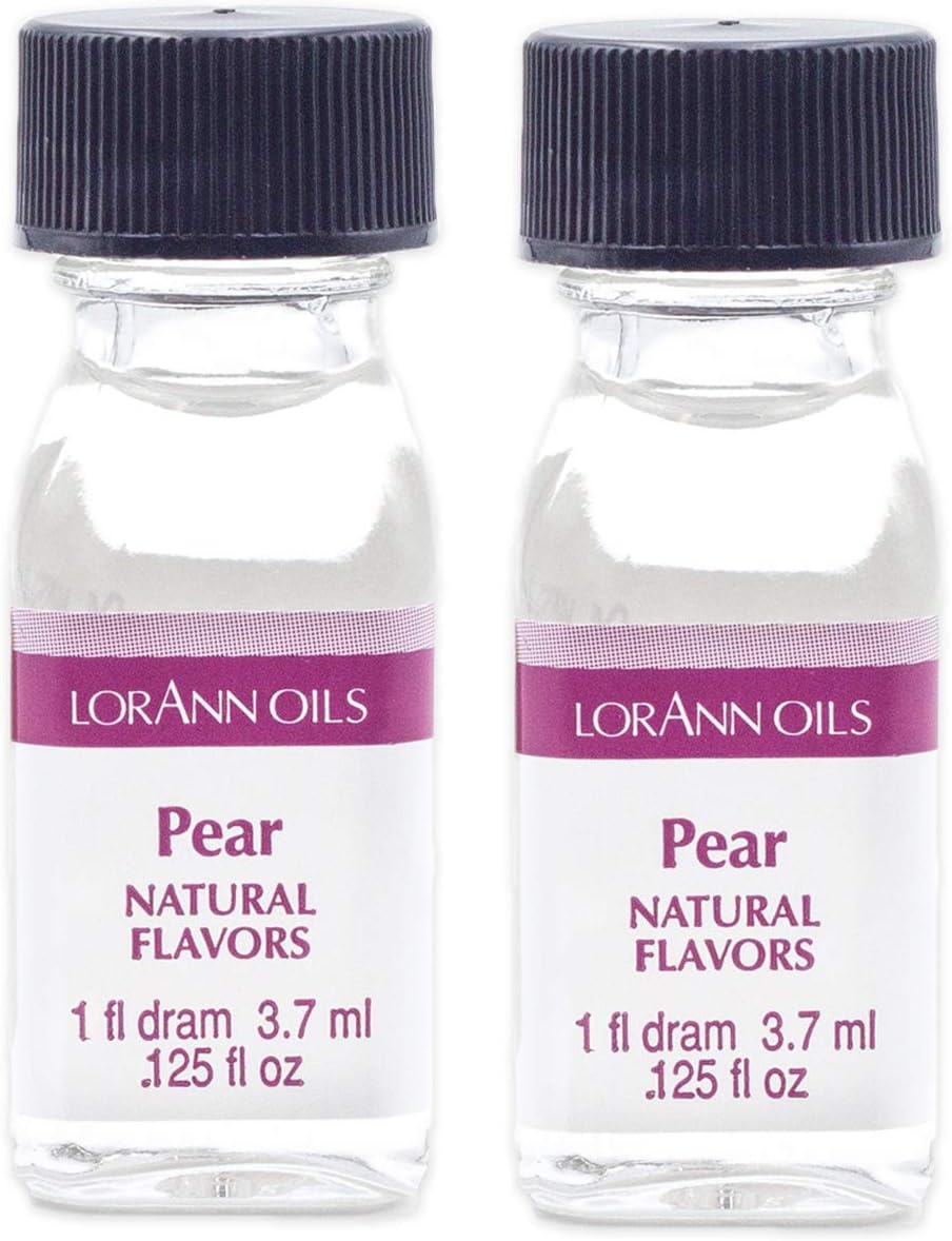LorAnn Oils Super Strength Flavoring - Used For Candy Making, Flavoring Extracts, Baking, Hard Candy, and Flavor Oils - Bold, Natural Flavors 4X Stronger Than Extracts - Pear, Pack of 2, 0.125 fl oz