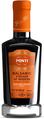 Ponti Rich & Creamy Balsamic Vinegar of Modena - Made for Rich Density and Lingering Flavor - Delizioso Paired with Greens, Fruitsalads, and Vanilla Ice cream - Delight with Cocktails - 8.5Fl.Oz