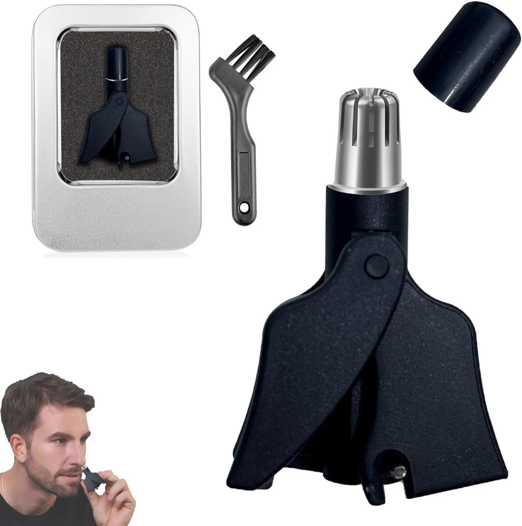 Stainless Steel Hair Trimmer for Men and Women | Manual Nose and Ear Hair Trimmer | Nose Clippers, 360° Rotating Hair Trimmers | Washable Nose Hair Remover | Gray