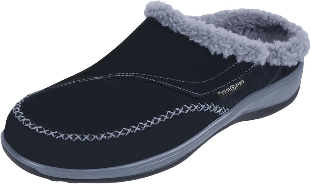 Orthofeet Women's Orthopedic Charlotte Adjustable Faux Fur Lined Slipper