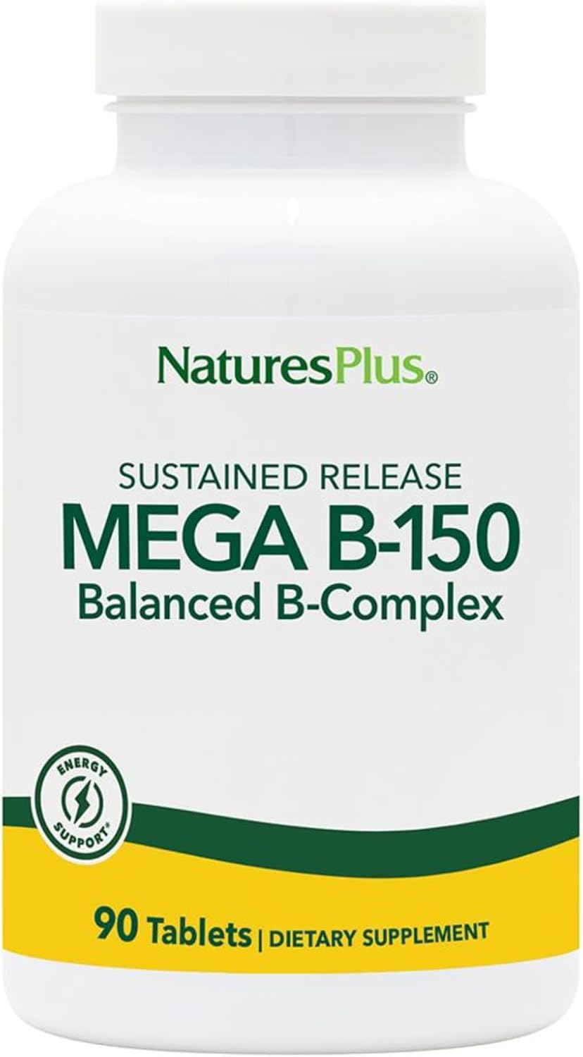 NaturesPlus Mega B-150 (90 Tablets, Pack of 2) - Balanced B-Complex - Sustained Release Formula - Vegetarian, Gluten Free - 180 Total Servings