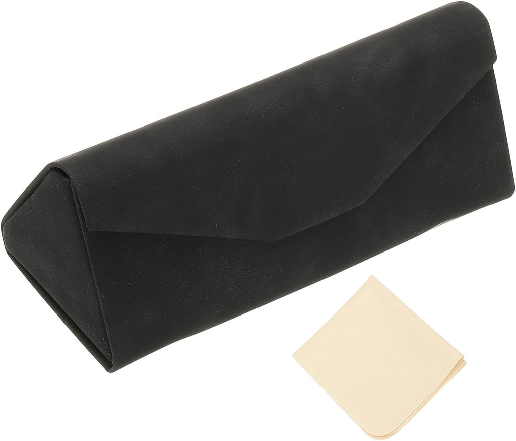 PATIKIL Foldable Glasses Case, Triangle Magnetic Sunglasses Organizer Case Leather Hard Eyeglass Case with Cloth for Man