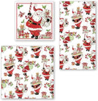 IHR Ideal Home Range Party Napkins Rosanne Beck Holiday Collection Disposable 3-Ply Paper Lunch Napkin Pack, 6.5" x 6.5", Holly Jolly Santas, 20-Count