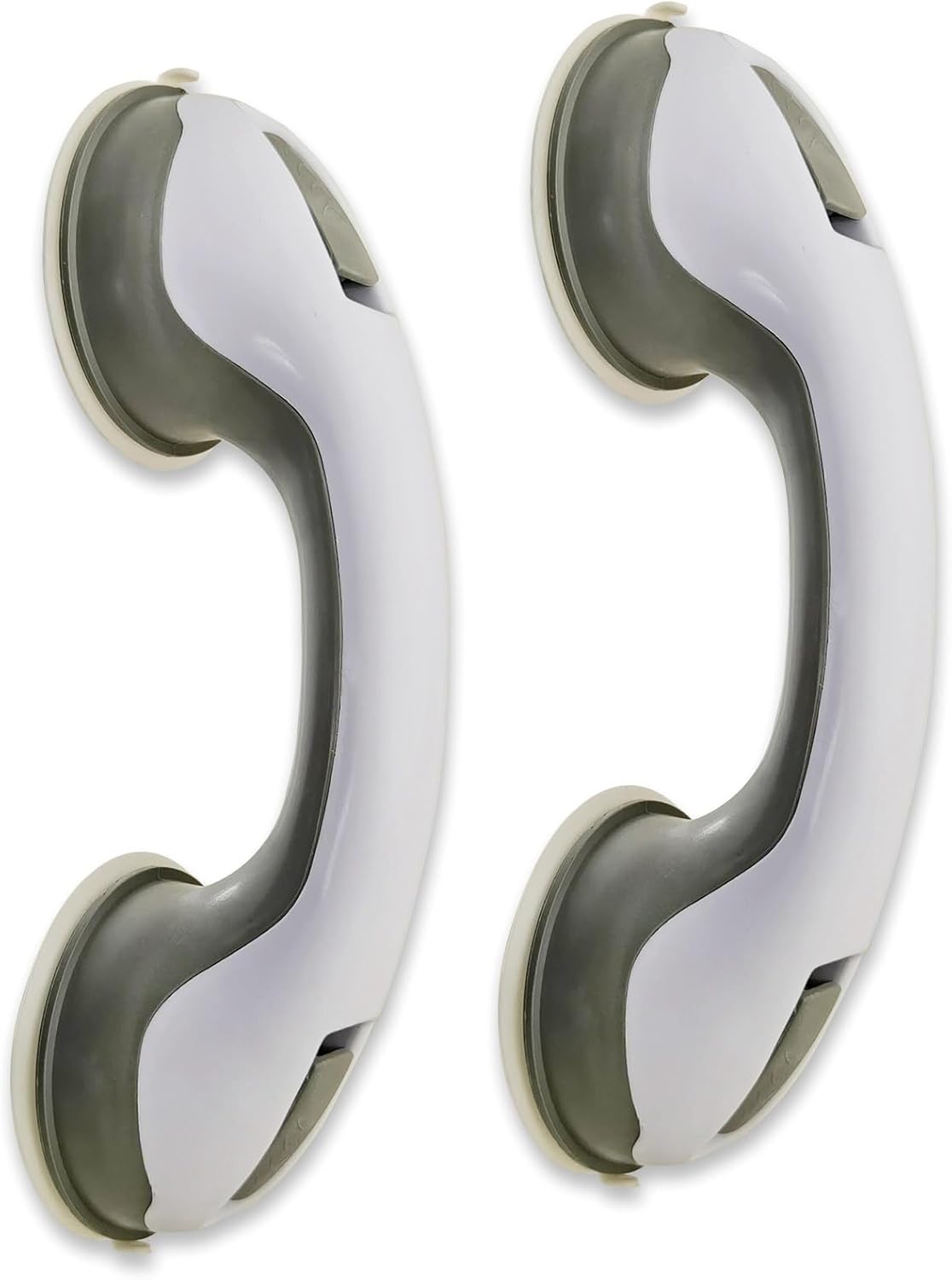 2 Pack Grab Bars for Shower and Bathtub - Heavy Duty Suction Shower Grab Bar for Seniors & Elderly - 12 Inch Suction Cup Safety Handle Removable Bath Handrails (No Drill Bathroom Safety Bars), Grey