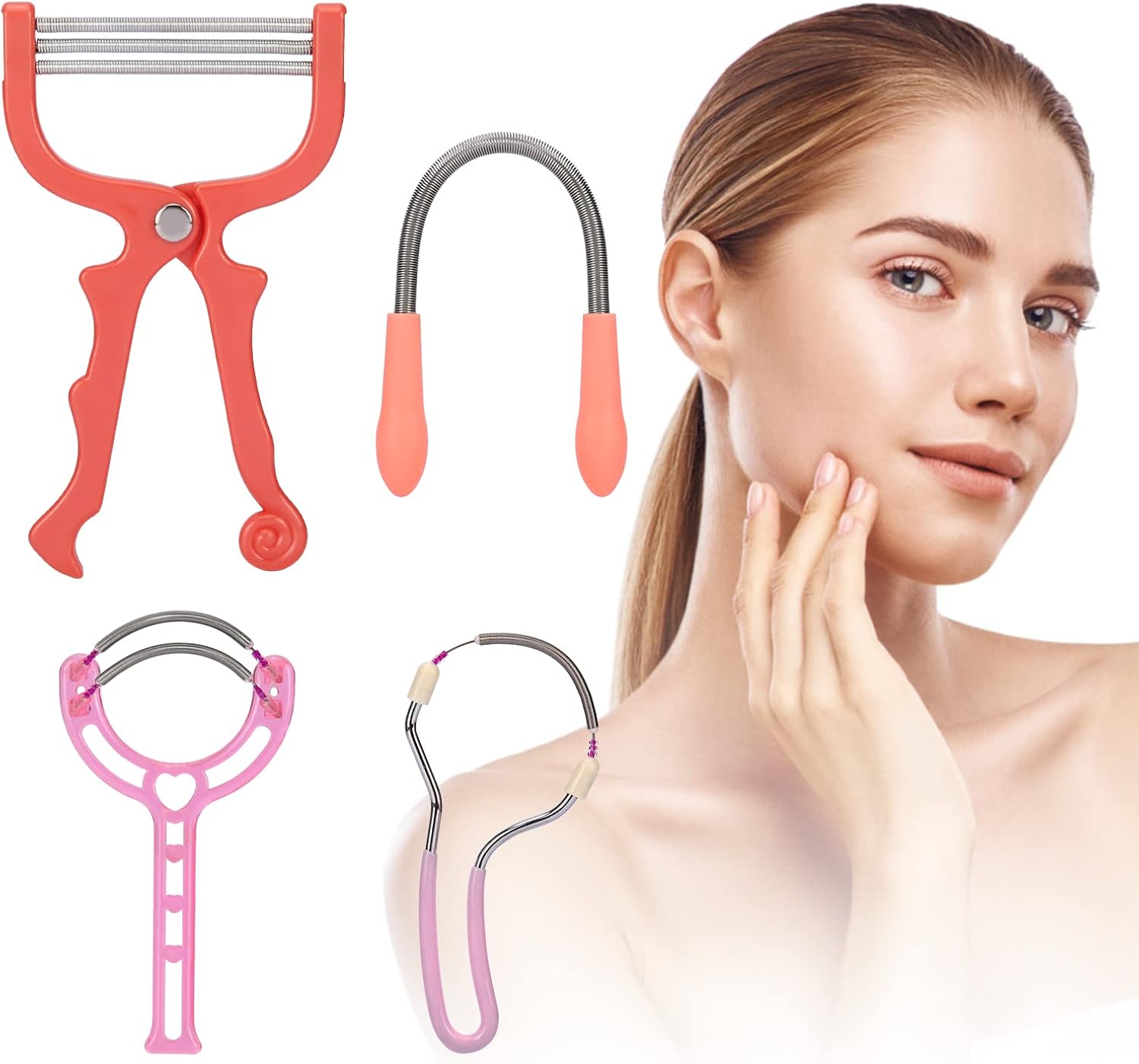 Ideal Swan Spring Hair Remover - 4 Pack Stainless Steel Spring Epilator - Facial Hair Remover for Women Face, Chin Hair, Upper Lip Hair, Spring Facial Hair Remover for Women Mustache