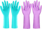 Elgood Reusable Dishwashing Cleaning Gloves with Latex free, Cotton lining,Kitchen Gloves 2 Pairs,Purple+blue Medium